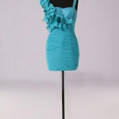 Short Pleated Bodycon Dress Featuring Ruffle..