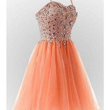 Spaghetti Strap Sweetheart Short Tulle Homecoming..