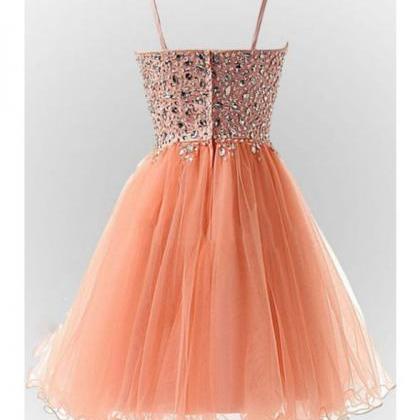 Spaghetti Strap Sweetheart Short Tulle Homecoming..
