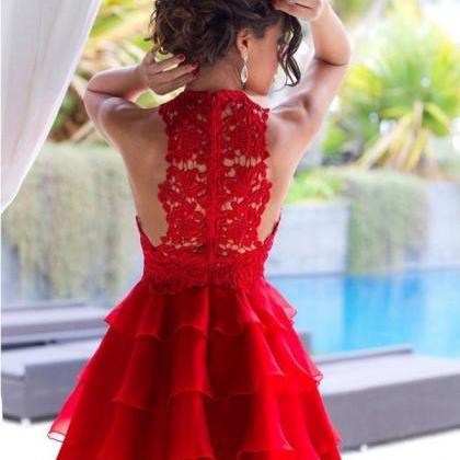 Lace/satin Homecoming Dresses Red Homecoming..