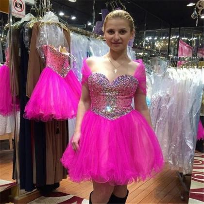 Tulle Homecoming Dresses Rose Pink Homecoming..