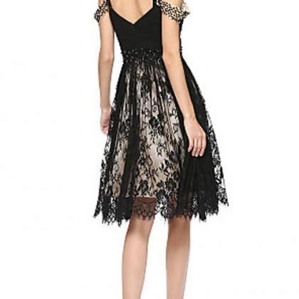 Sweet 16 Dress Dresses Black Beaded Knee-length..