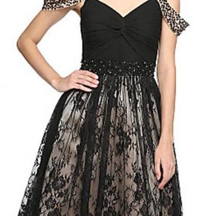 Sweet 16 Dress Dresses Black Beaded Knee-length..