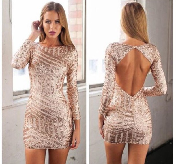 Sequined Homecoming Dresses Same As The Picture Homecoming Dresses Neckline/sheath Long Sleeve Jewels Sheer Back Sequins Mini