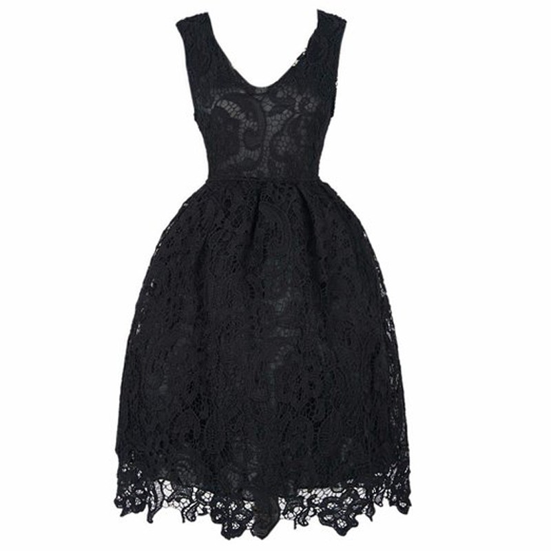 Lace/satin Homecoming Dresses Black Homecoming Dresses A-line/column Sleeveless V-neck Scoop Zipper-up Lace Tea-length