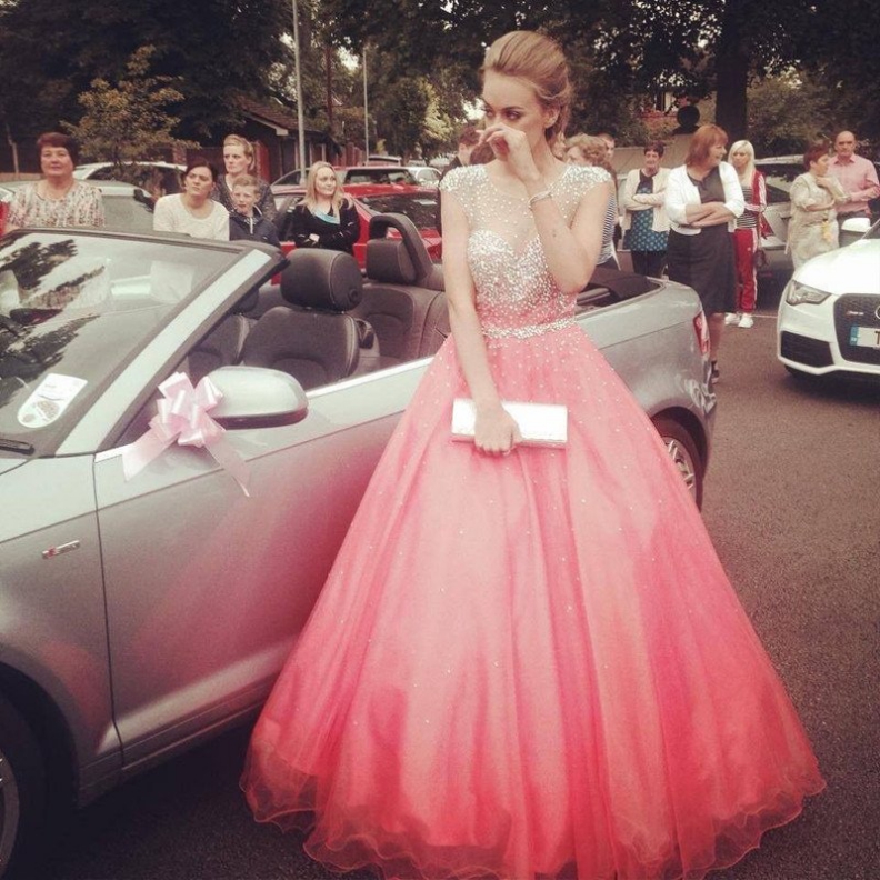 Melon with Pink Tulle Prom Dresses