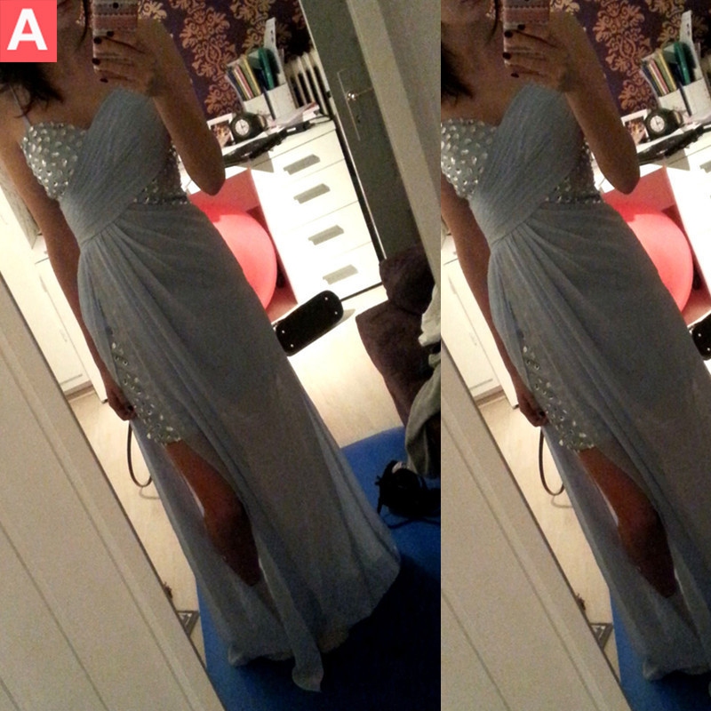 Satin Chiffon Spaghetti Straps Evening Dress Sleeveless Floor-length ...